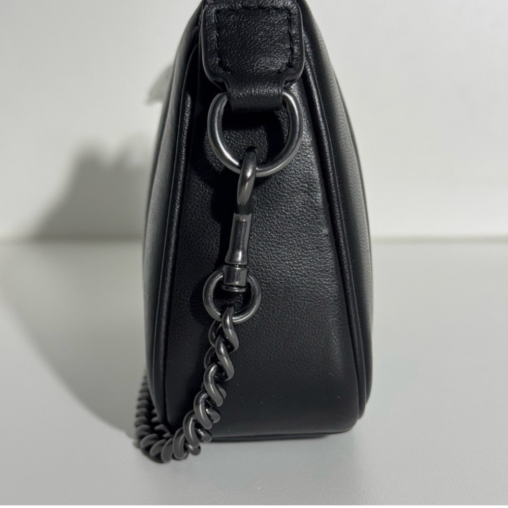 COACH Nolita 19 Soft Nappa Leather with Linear Quilting & Gunmetal Chain - Black - Picture 13 of 16